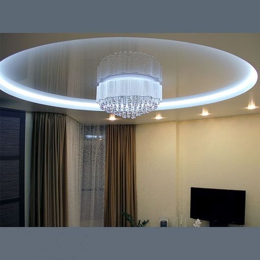 Multi-level stretch ceiling, with lighting